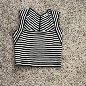 L’agence stripe Black & Tan cropped shirt. Size 4.